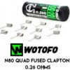 Pack de 10 résistance WOTOFO N80 quad fused clapton 0.26 ohms chez Atelier Vapote